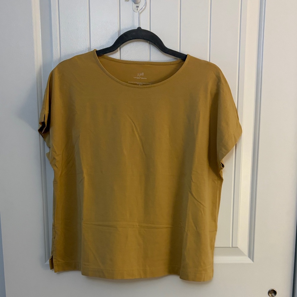 J. Jill Women's Mustard Short Sleeve Tee